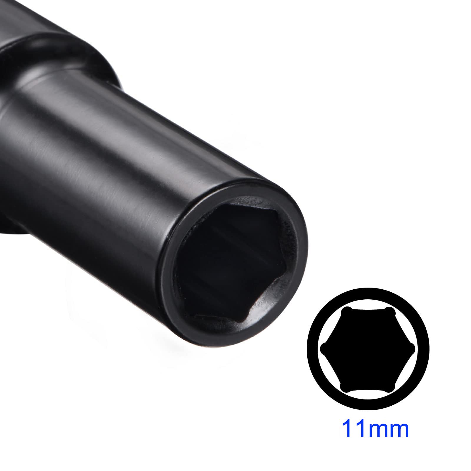 MACHSWON 2Pcs 1/2 Inch Drive - 11mm Deep Impact Socket with 6 Point Design, Heat-Treated Cr-V Steel 78mm Length, Metric Sizes - Image 3