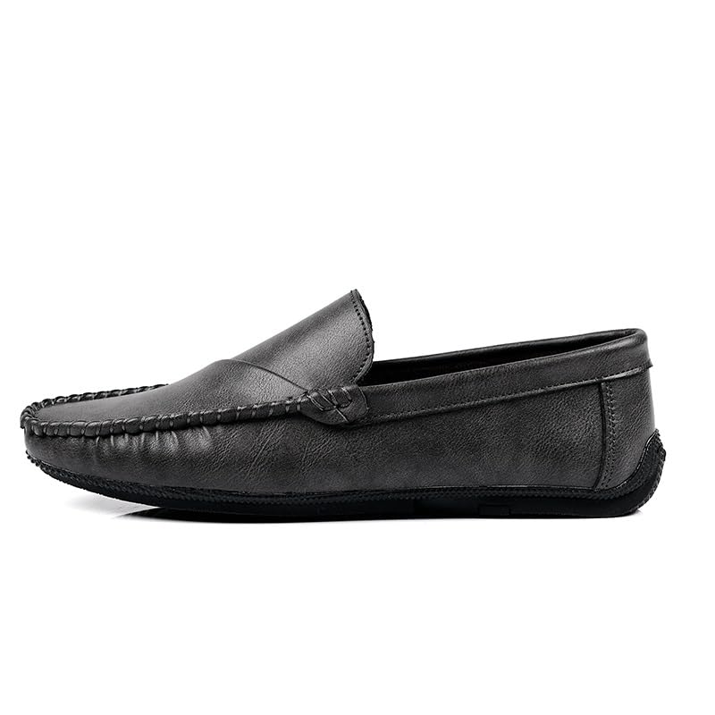 Loafers for Men Round Toe Solid Color Vegan Leather Loafer Shoes Slip Resistant Flat Heel Lightweight Prom Classic Slip-on2