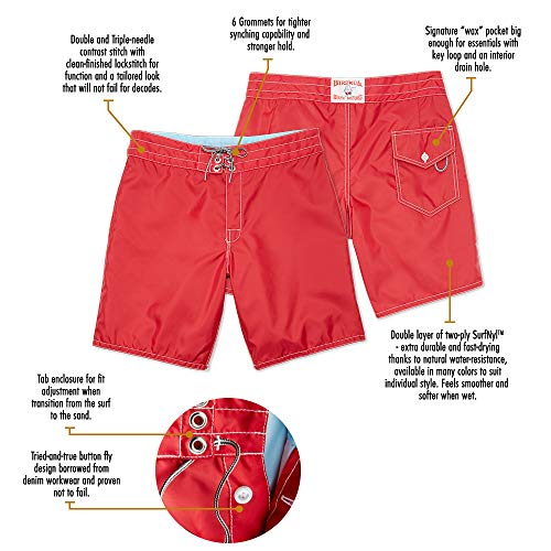Birdwell Men's 310 Nylon Board Shorts, Short Length (Red, 32) #TOP1