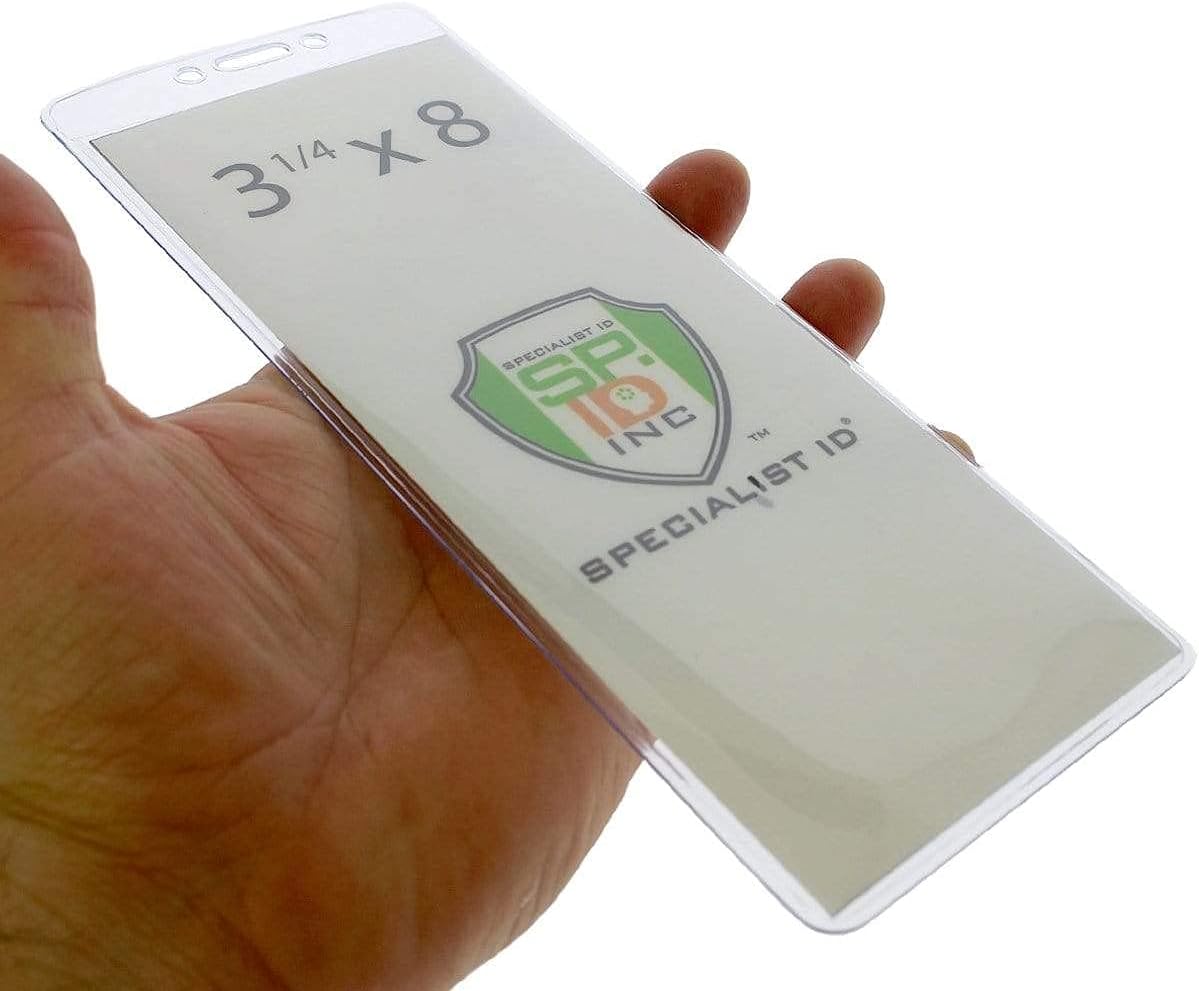 2 Pack - Heavy Duty 3X8 Ticket Badge Holder with Lanyard - Clear Plastic Extra Large Top Load Card Sleeve Protector for Concert, Season Tickets, Sporting Event Pass & More by Specialist ID (Black) - Image 2