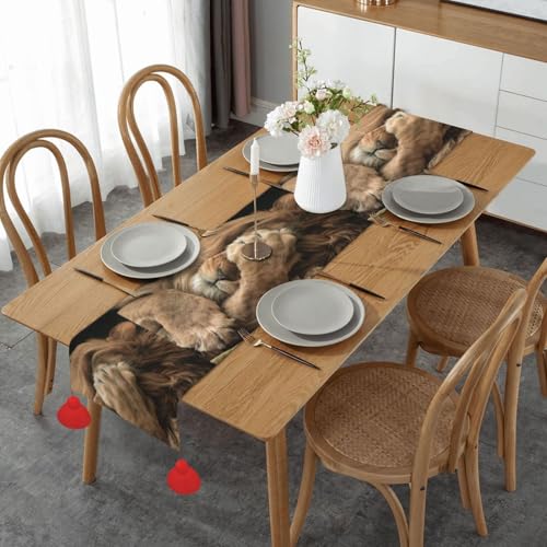 Chemin de table de Noël anti-tache à pompon pour protéger votre table de fête - 2