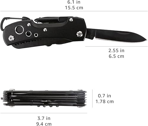 Miniatura 5 de Tienda Basics - Herramienta multiusos 15 en 1, navaja de bolsillo con funda de nailon.