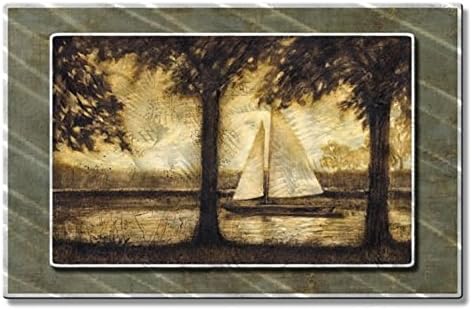 All My Walls 0112ME00018 Lake 35' T x 23' W Metal Hanging Sailboat Landscape Sculpture Art
