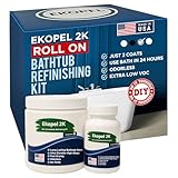 Ekopel 2K Roll On Bathtub Refinishing Kit – Odorless Tub and Tile Paint for Bathroom Restoration – Tough Epoxy Coating for Bath, Sink, Shower, Enamel, Ceramic – 2 Coats/Touch Up - Grey Gloss
