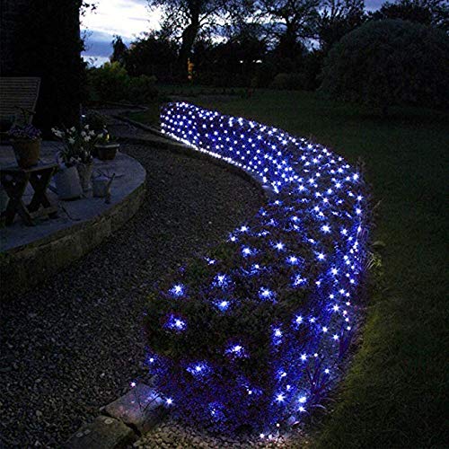 XCXDX Luz De Red Azul, Luz De Red LED Impermeable, 8 Luces De Malla De Modo Intermitente, Decoradas Para Árbol De Bienvenida, Césped, Camino, Jardín, Cenador 2×2m