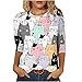 Produktbild Damen Bluse 3/4 arm T-Shirt Sommer Oberteile Elegant Tunika Tee Tops Basic Rundhals Sportshirt Pullover Stretch Kurzarm Jumper Teenager Mädchen Longshirt Tierdruck Streetwear Laufshirt