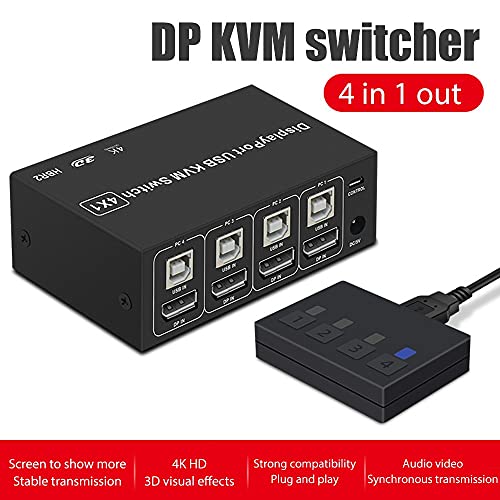 4 Poorten DP KVM Switch 4K 60Hz 4 In 1 Out USB Displayport Switch Box PC Share Monitor Muis Toetsenbord Printer Switcher - Image 3