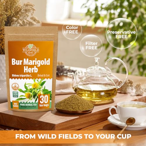 Image of 30 Bags Dried Marigold Bur Marigold Herb Tea Marygold Tea (Bidens Tripartita L.) - 30 Count 2 g Bags 100% Chereda Bur-Marigold Canamo Acuatico