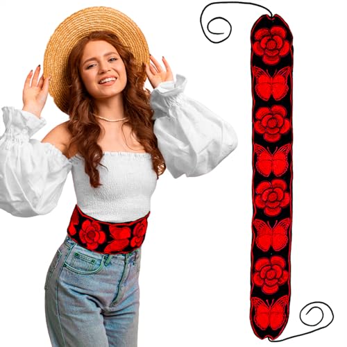 Cuitaxi The Original Embroidered mexican belts for women Handmade in Mexico 10 inches - mexican embroidered belt for women