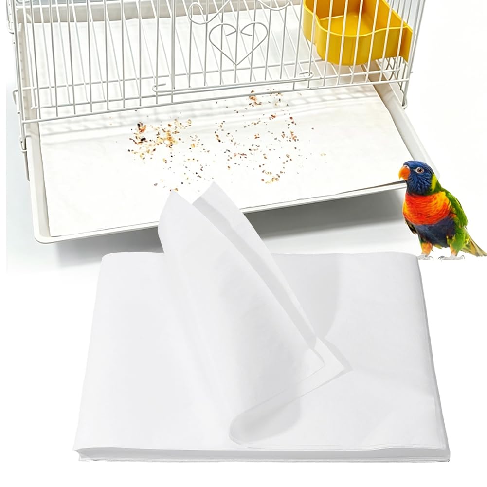 SUPERFINDINGS 200 Feuilles Housse de Fond de Cage pour Oiseaux 40cm x 30cm Jetables Papier Absorbant Tapis Non Tissés Pré-découpées