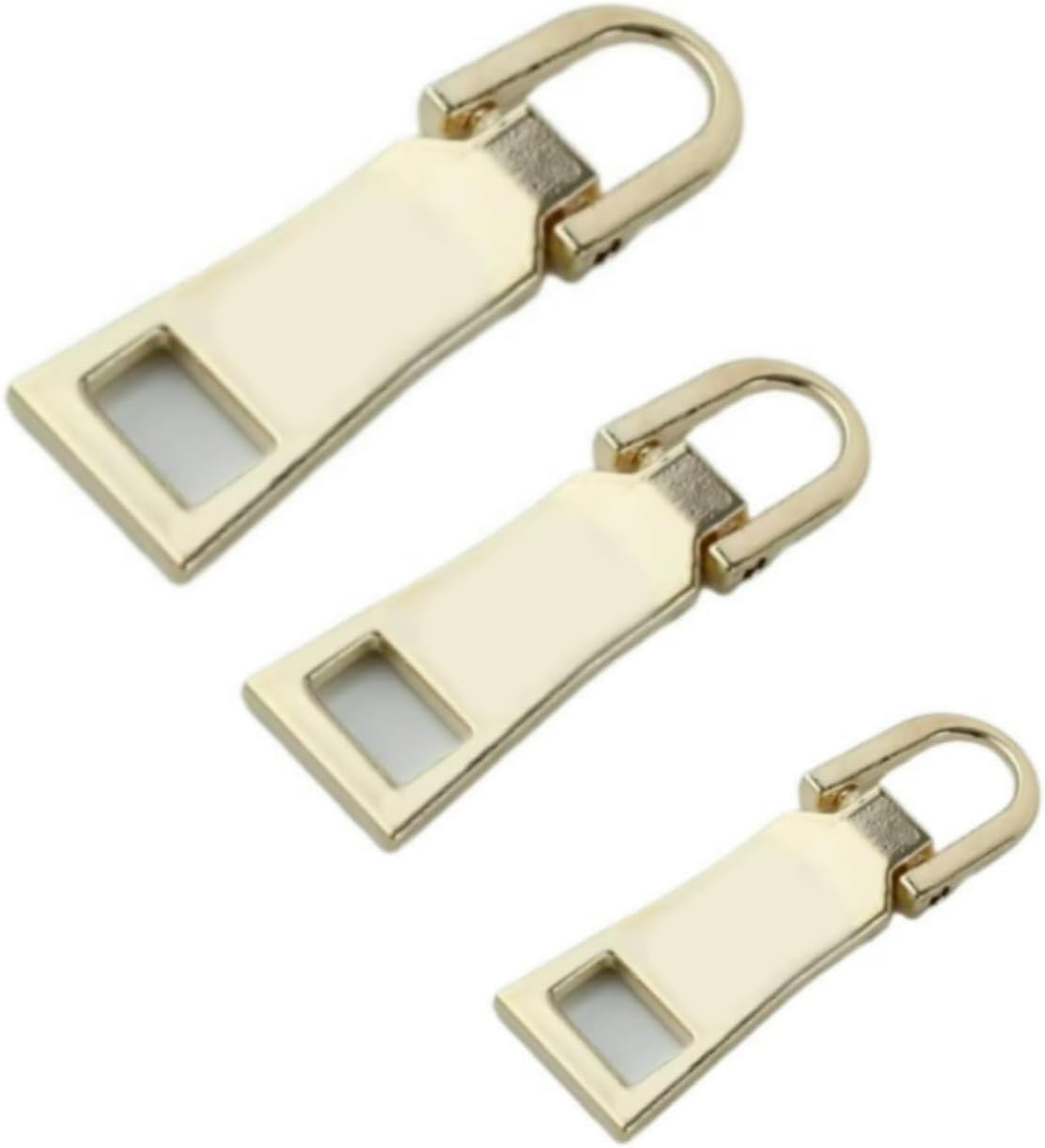 Rzcin Gold 3Pcs Zipper Pull Replacement Zipper Repair,Slider Pull Tab, Crafts And Sewing Sewing Notions And Supplies For Luggage Backpack Jacket Suitcase Coat (S,L,M)