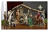 16 Piece Deluxe Edition Christmas Nativity Set with Real Frankincense Gold and Myrrh - 14 inch Scale