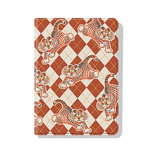 片面磁気ケース 7" Kindle Oasis Ereader For Kindle Oasis 3/2 (9Th/10世代) オートスリープ/ウェイクカバー, 新年 レトロ プレミアム タイガー レトロ プレイド かわいい,赤,ペーパーホワイト 11Th
