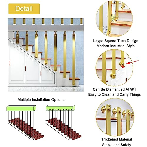 Balustrade murale antidérapante dorée 50 cm en L pour escalier