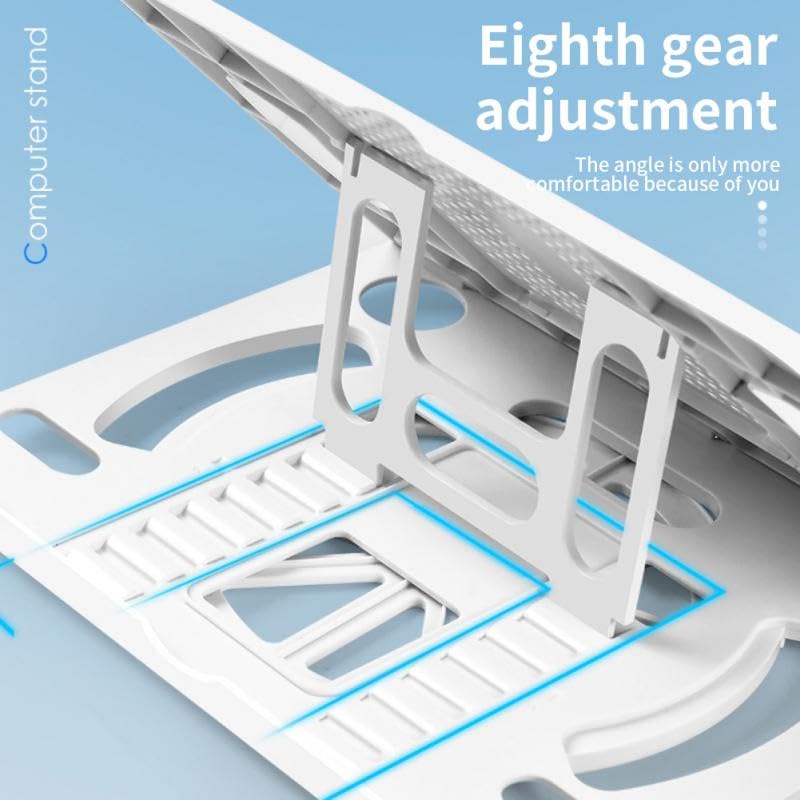 Soporte para portátil plegable blanco base ergonómica refrigerante hasta 14 pulgadas 4