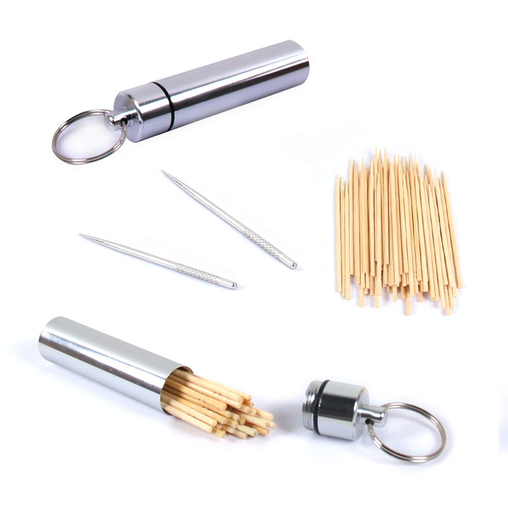 AosomeToothpick Holders and Toothpicks Portable Titanium Toothpick Case for Outdoor Camping Travel Picnic