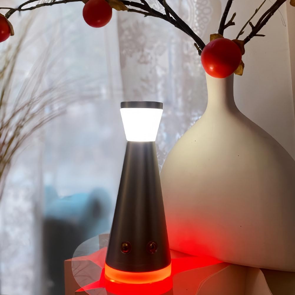 AoLa Bezprzewodowa lampa stołowa LED Akumulator 1500 mAh, 3 kolory + 6 kolorów RGB Oświetlenie w górę i w dół Lampa stołowa z 2 płomieniami i przełącznikiem dotykowym Lampka nocna, (srebrna)