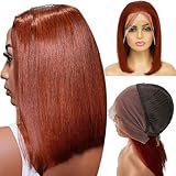 Valiilo Reddish Brown Bob Wig Human Hair 13x6 HD Lace Front Wigs Human Hair Glueless Bob Wig Human Hair Pre Plucked with Baby Hair 180% Density 16 Inch