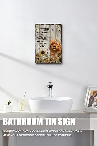 Miniatura 3 de Letrero de hojalata vintage con texto en inglés Angels Don't Always Have Wings Sometimes They Have Whiskers, cartel de estaño vintage para amantes