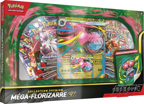 Pokémon : Collection Premium Méga-Florizarre-ex (1 Carte Promo Brillante, 1 Carte Promo Grand Format lenticulaire et 8 boosters) du JCC Pokémon
