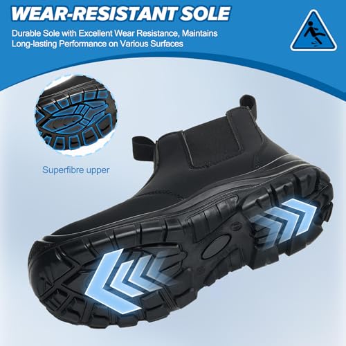 Image of Steel Toe Boots for Men Slip-Resistant & Waterproof, Slip On Steel Toe Boots for Women Comfortable with Kevlar Midsole for Work, Construction, Hiking, Outerdoor