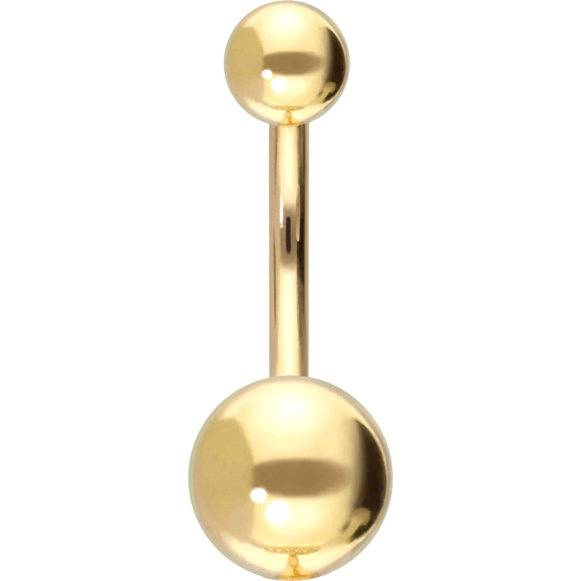 PIERCINGLINE Bauchnabelpiercing 14K Gold Bananabell GOLDKUGEL 585er Gold - Goldfarben