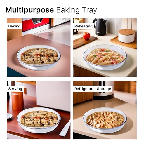 Image of The Better Home Zeno Oval (2.4 L) Borosilicate Glass Baking Tray For Microwave Oven | Baking Dish | Baking Pan | Bake & Serve Dish | Bakeware | Glass Bowl For Microwave | Dishwasher Safe (Iridescent)
