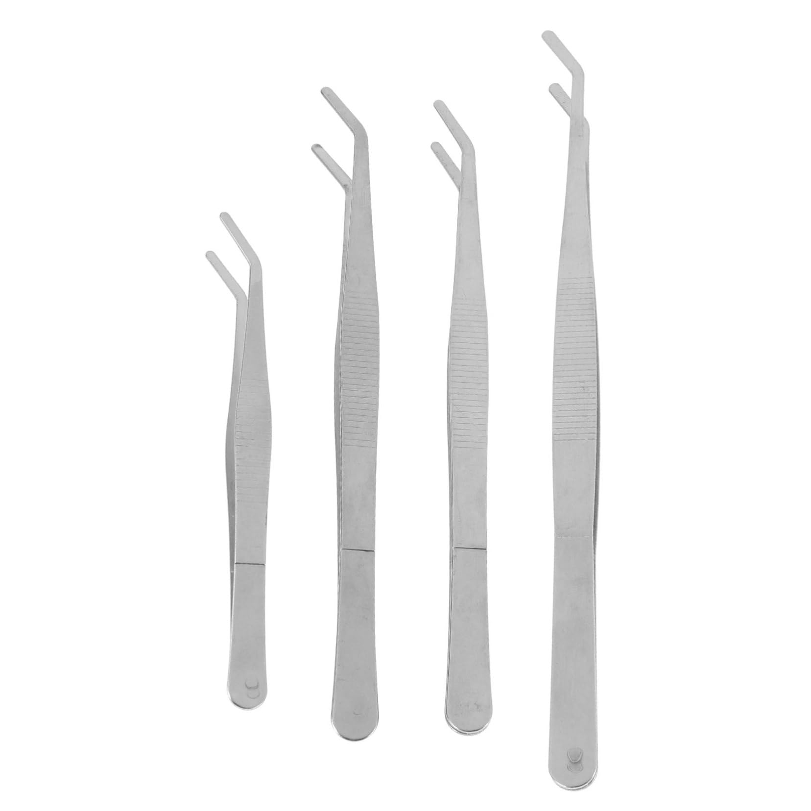 CIYODO 4Pcs Gardening Tweezers Professional Planting Tools for Bonsai Succulent Care Garden Maintenance Stainless Steel with Curved Straight Tips Portable Gardening