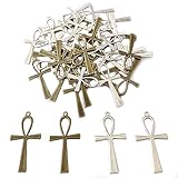 40Pcs Ankh Cross Charms Pendant Antique Silver Cross Charm Bronze Ankh Pendants Charms for Jewelry Making DIY Bracelet Necklace