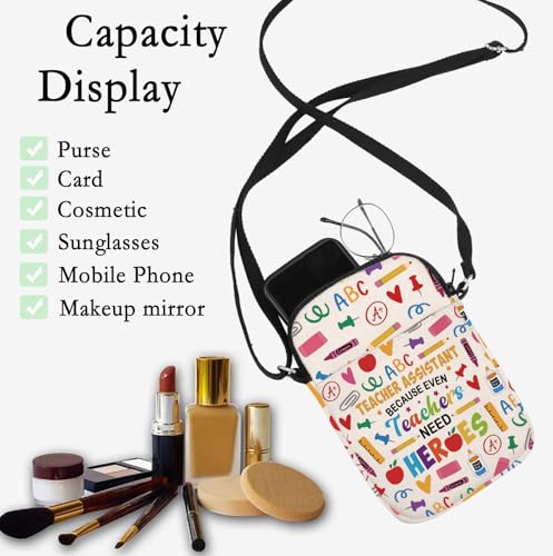 CHOORO Teacher Aide Gift Teacher Assistant Because Even Teachers Need Heroes Crossbody Bag Teacher Appreciation Gift4