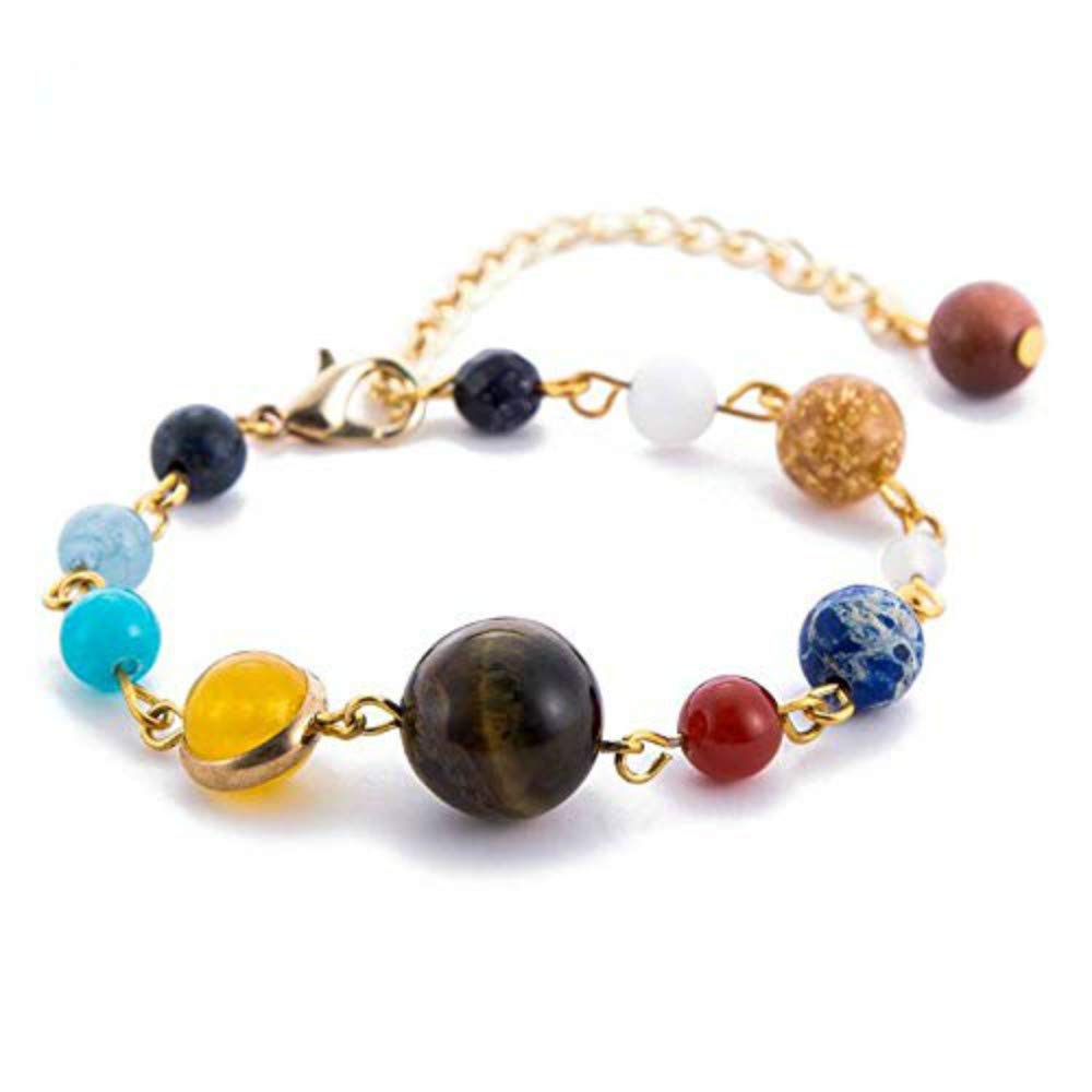 JESMINGWomen Solar System Bracelet Stretch Bracelets Universe Galaxy The Eight Planets Guardian Star Natural Stone Beads Bracelet Bangle Gifts for Women