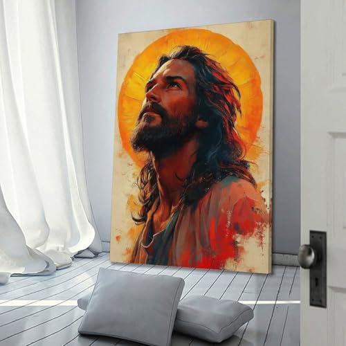 Peinture chrétienne Jésus cadeau baptême communion tableau cadre