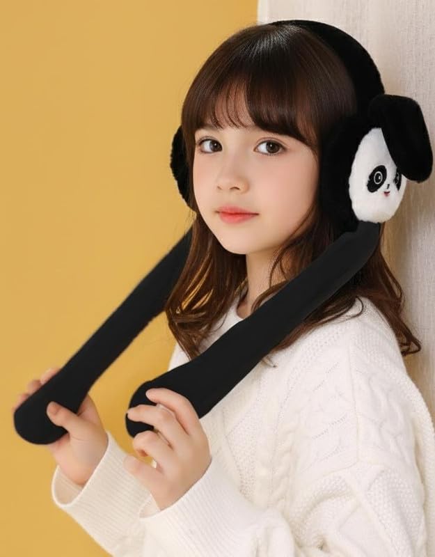 Kids Winter Earmuff Cute Cartoon Design Knit Fluffy Fleece Outdoor Soft & Warm Ear Warmer Protection From Cold Weather | Moving Bunny Ear Muff for Kids Boys and Girls 3
