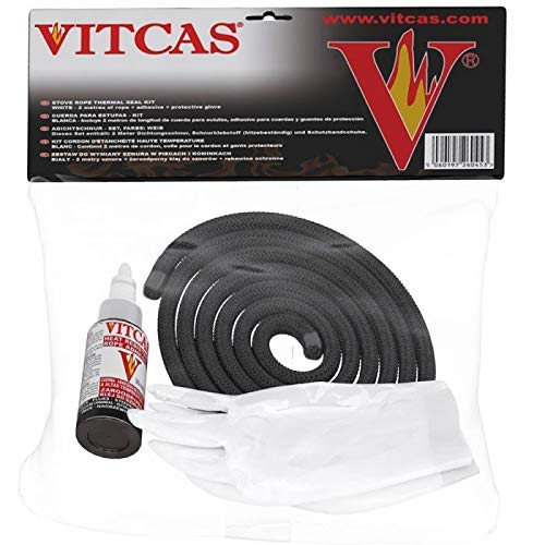 Vitcas Black Stove Rope Replacement Kit-6Mm Dia. Fire Rope+Adhesive