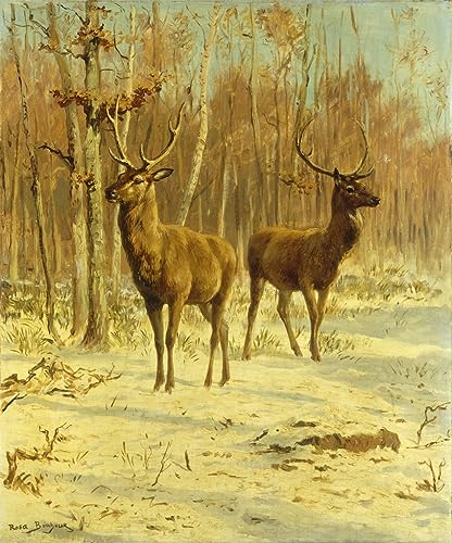 Art Tableau Deux cerfs dans une clairière en hiver Rosa Bonheur : évadez-vous depuis votre salon