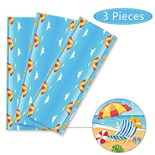 Image of Tevxj 3 Pieces Summer Beach Tablecloths for Hawaiian Decorations Plastic Disposable Pool Surfboard Party Table Covers for Rectangle Tables Birthday Baby Shower Party Supplies Favors, 54 x 108 Inches