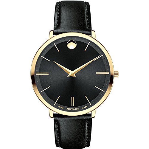 (���o�[�h)MOVADO �r���v ���f�B�[�X Ultra Slim Black Sunray Dial Ladies Black Leather Watch[���s�A���i]gellmoll