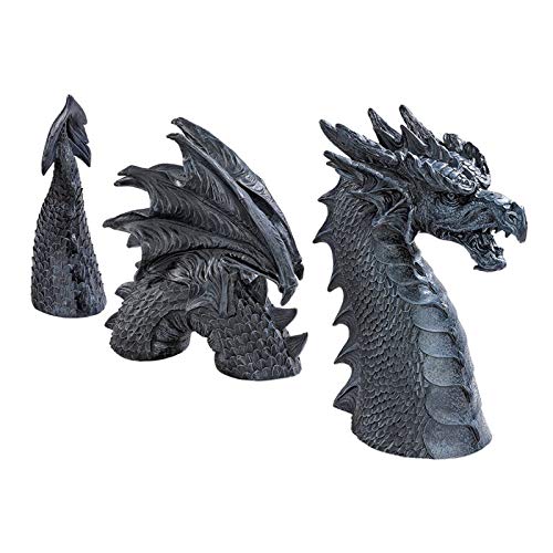 Large Dragon Gothic Garden Decor Statue - The Dragon of Falkenberg Castle Moat Lawn Statue, Garden Sculptures & Statues, Funny Outdoor Figurine, Yard Art, Frost and Winter-Resistant Statue for Garden