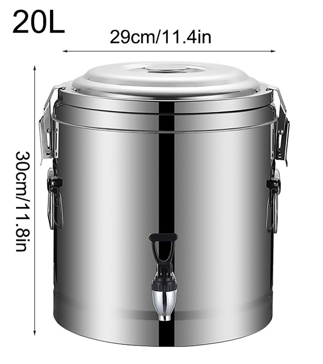 Dispensador de Bebidas isotérmico para hostelería, Barril de Alimentos isotérmico de Acero Inoxidable con Grifo, dispensador de Agua Caliente, Tetera para café, té Caliente, Leche fría, Agua