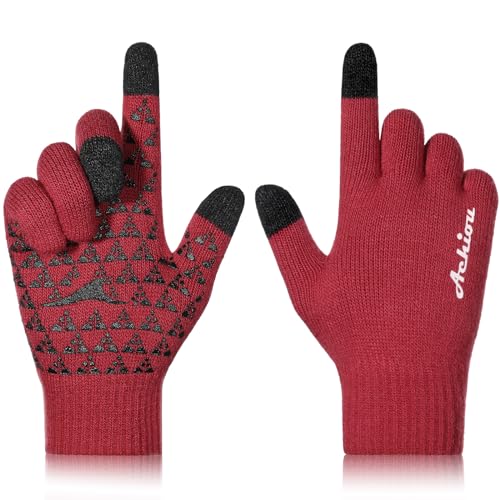 Image of Achiou Winter Gloves, Glove for Men Women, Upgraded Touch Screen Texting Warm Running with Thermal Soft Knit Lining