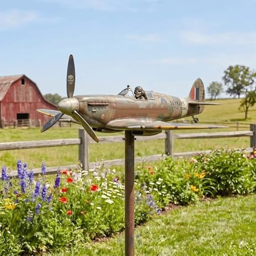 50th Anniversary Commemorative Garden Wind Spinnerd, Vintage Airplane Metal Yard Spinner, Outdoor Lawn Decor (1 PC)