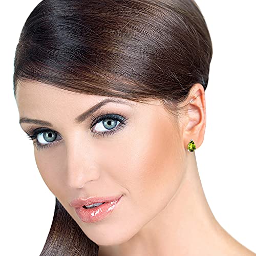 Galaxy Gold Gg 14K High Polished White Solid Gold Art Of Love With 3 Ctw Natural Peridot Earrings #TOP1