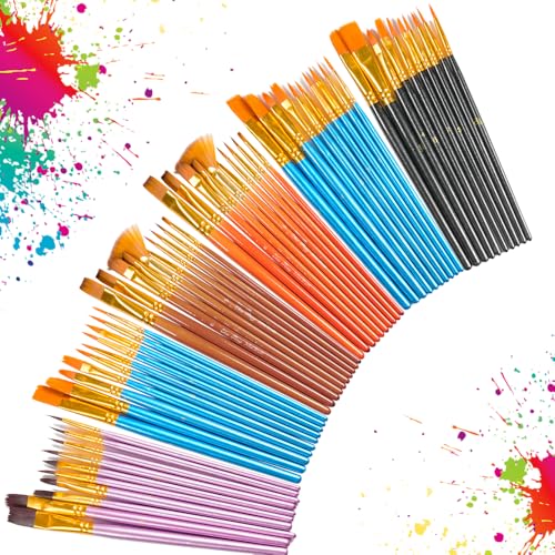 Image of S & E TEACHER'S EDITION 72 Pcs Painting Brush Palette Set | 60 Pcs Paint Brushes, 12 Pcs Palettes, Create Art Paint, Oil Watercolor