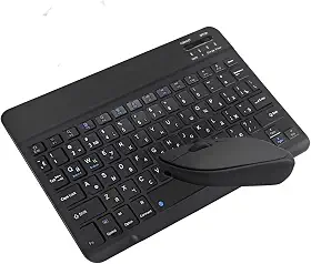Combo Teclado e Mouse sem Fio Bluetooth Ultrafino e Recarregável para Tablets e Celulares Compatível com Windows/Mac/Android Para Lite P610 Tab S6 - Preto