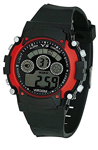 LEMONADE Automatic Digital Black-Red Multifunction 7 Lights Dial Kids Watch SDF43