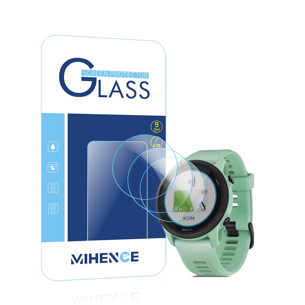 【3枚入り】 Mihence Compatible with (ガーミン) Garmin ForeAthlete 745 保護フィルム, 9H ガラス保護フィルム 対応 GARMIN (ガーミン) ForeAthlete 745 Smartwatchスマート腕時計 2.5Dラウンドエッジ ウォッチ指紋防止保護膜