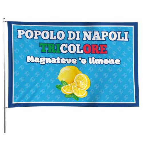 MAGNATEVE 'O LIMONE Bandera Pueblo de Nápoles 2023 Original – Bandera 90 x 150 cm Gadgets Idea Regalo Fútbol Fútbol Originales – Ideas de regalos divertidos para aficionados