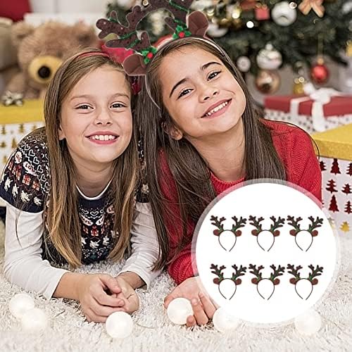 Lurrose 6Pcs Christmas Light Up Headbands Reindeer Antler Headband Headdress Hair Accessories for Xmas Party