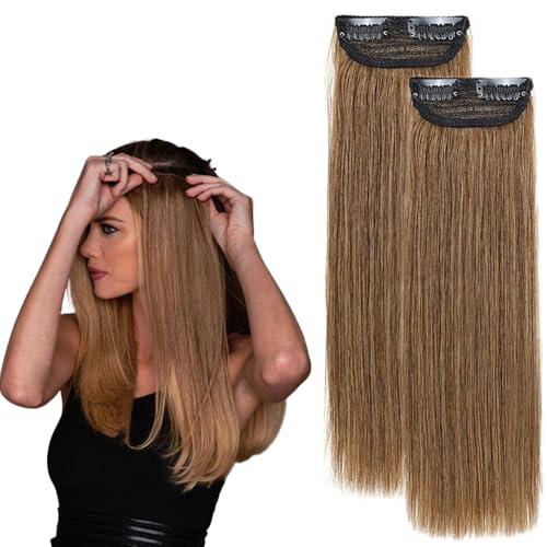 Image of Real 100% Human Hair 2Clip Extension Remy Straight Side Bangs Patch To Add Side Hair Volume DarkestBlonde Color Highlights | Soft Natural Looking Reusable Lightweight Clip Extension for Daily Use, Styling & Party Causal Wear | 6inch Hair Length (2pc)