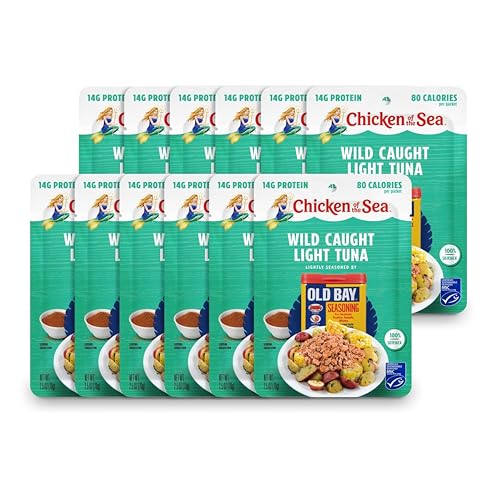 Chicken of the Sea Wild Caught Light Tuna, 2.5 oz. Packets (Box of 12), OLD BAY® Seasoning